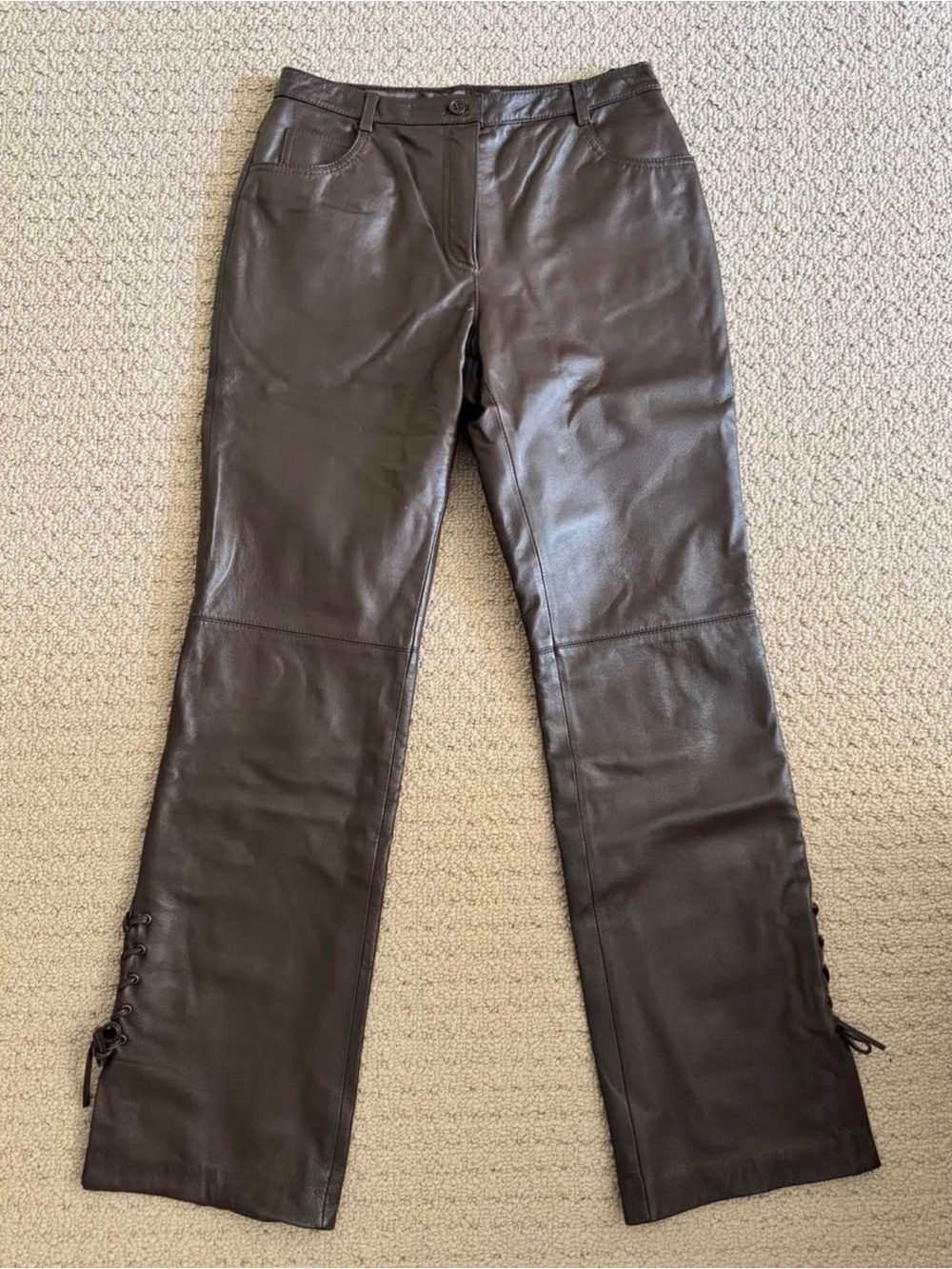 Together Dark Brown Leather Pants